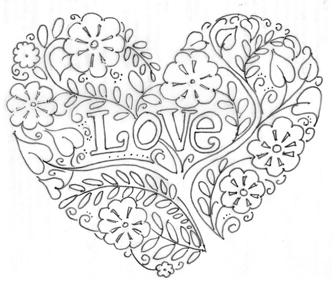 i love you coloring pages flowers - photo #29