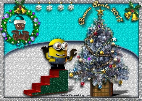 022-minion-bonne-
année-2017-sapin-blanc-nounours-déco-Noël