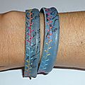 e) Bracelet en cuir brodé