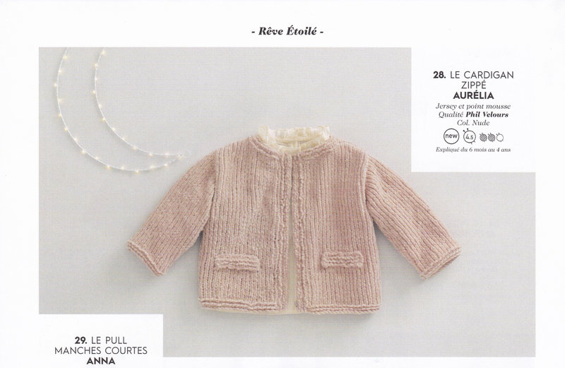 Pull petit enfant à torsades Phil Velours Roses et ses laines