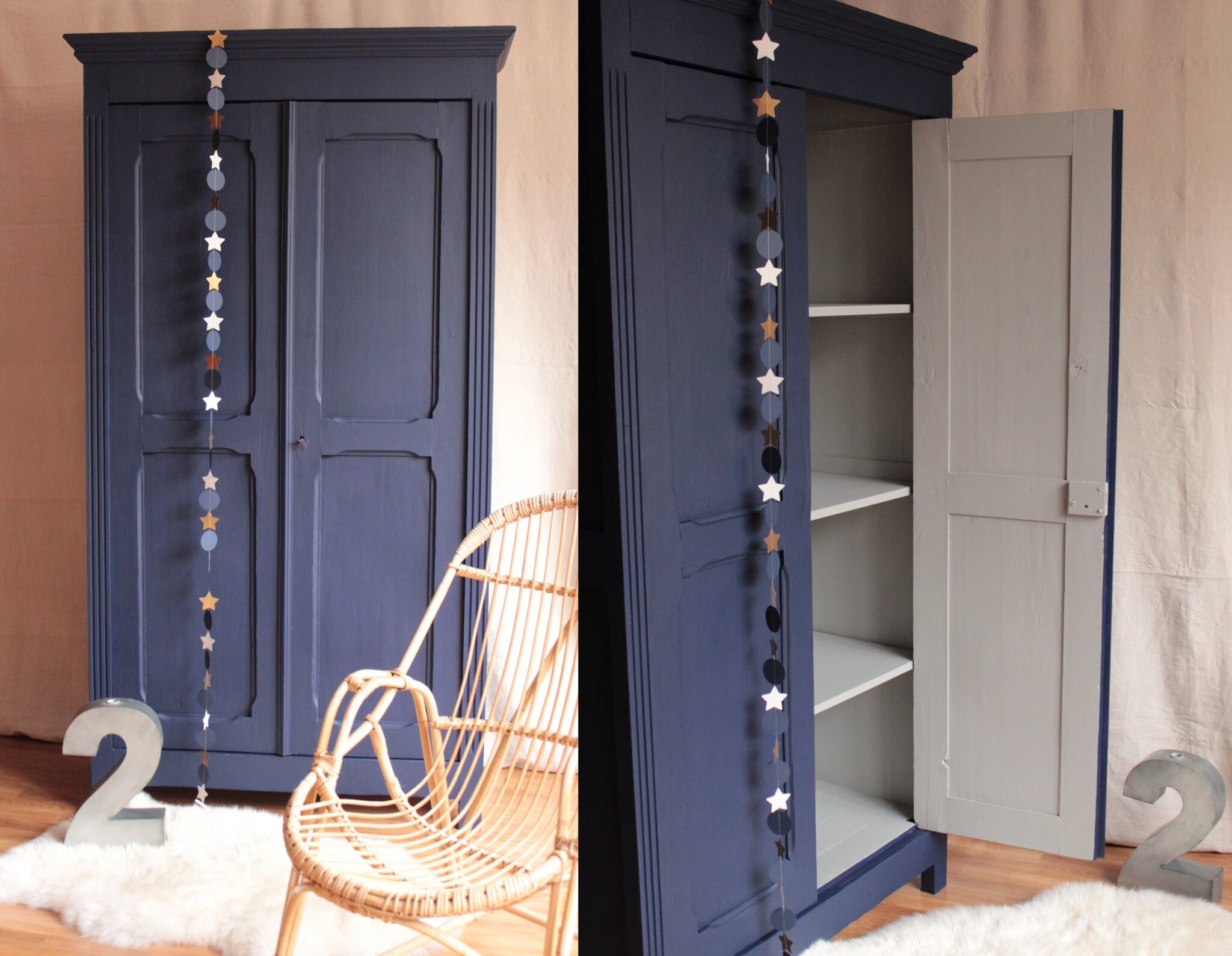 Armoire vintage bleu nuit trendy little
