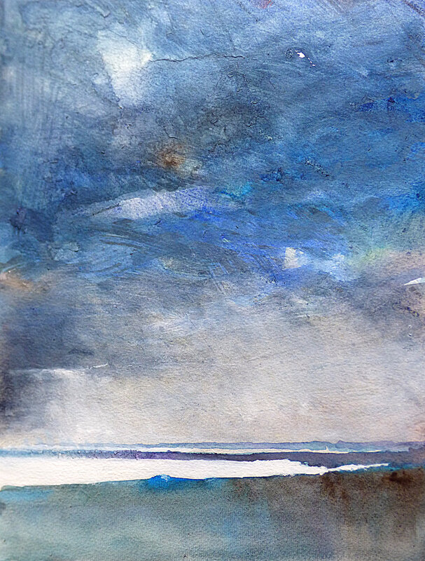 Golfe bleu, 6 sept 2017, aquarelle, 25 x 32 cm