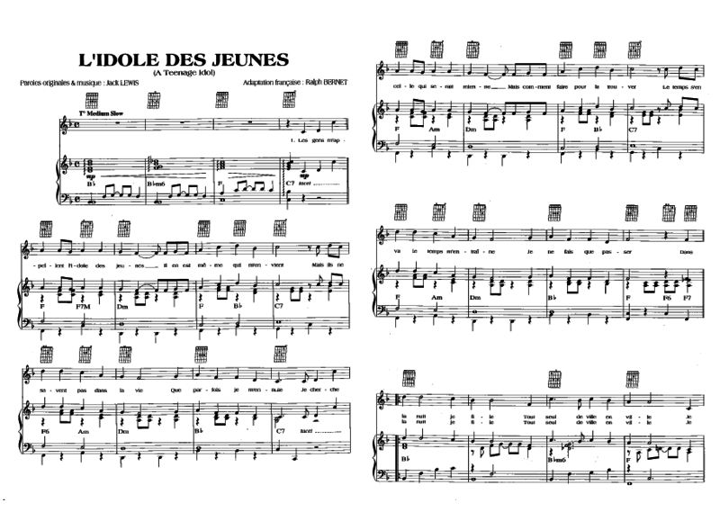 Johnny Hallyday L Idole Des Jeunes Paroles Partition piano l idole des jeunes