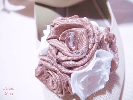 Clip chaussure de mariage romantique, ivoire et vieux rose - Cereza l ...