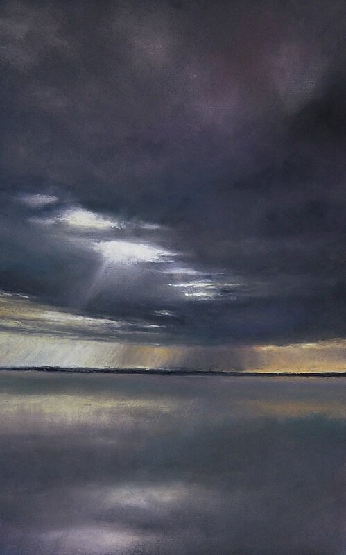 horizon elevation 47, fev 2016, pastel à l'huile, 32 x 48 cm