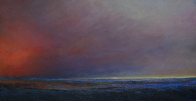horizon elevation 53, fev 2016, pastel à l'huile, 64 x 34 cm