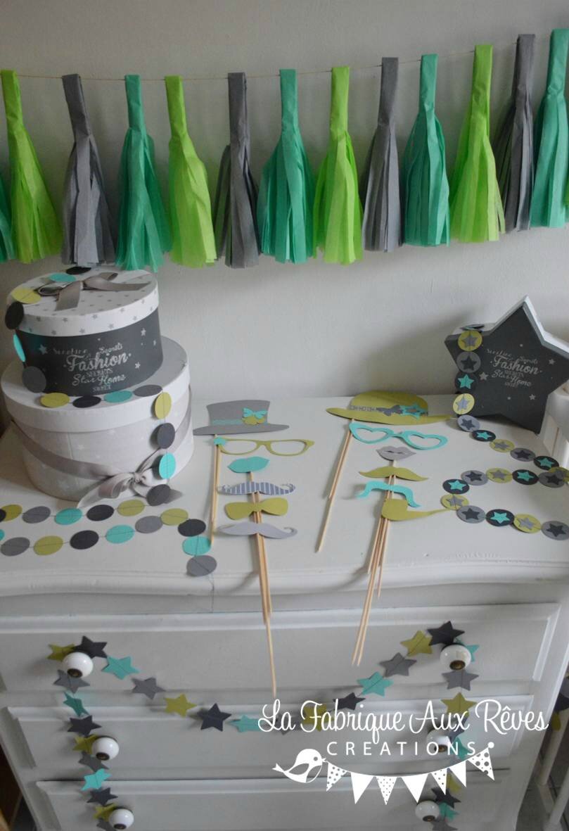 Décoration baptême fête anniversaire turquoise caraïbe, vert anis ...
