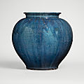 A blue glazed pottery jar, Tang dynasty (618-907)
