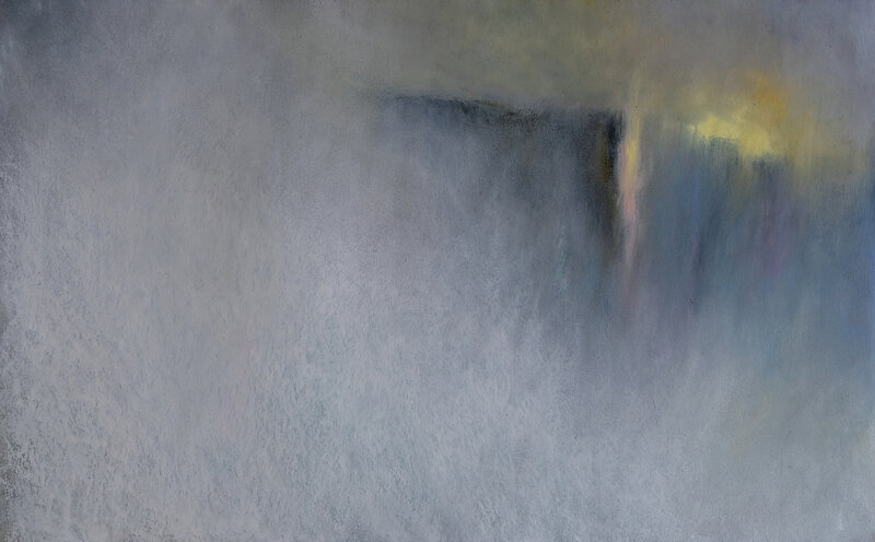 sequenced fog 3 mars 2018, pastel à l'huile, 48 x 32 cm