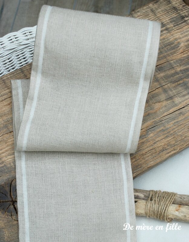 bande lin 12 fils liseré blanc 20 cm