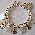Bracelet sur chaîne plaqué argent ovale