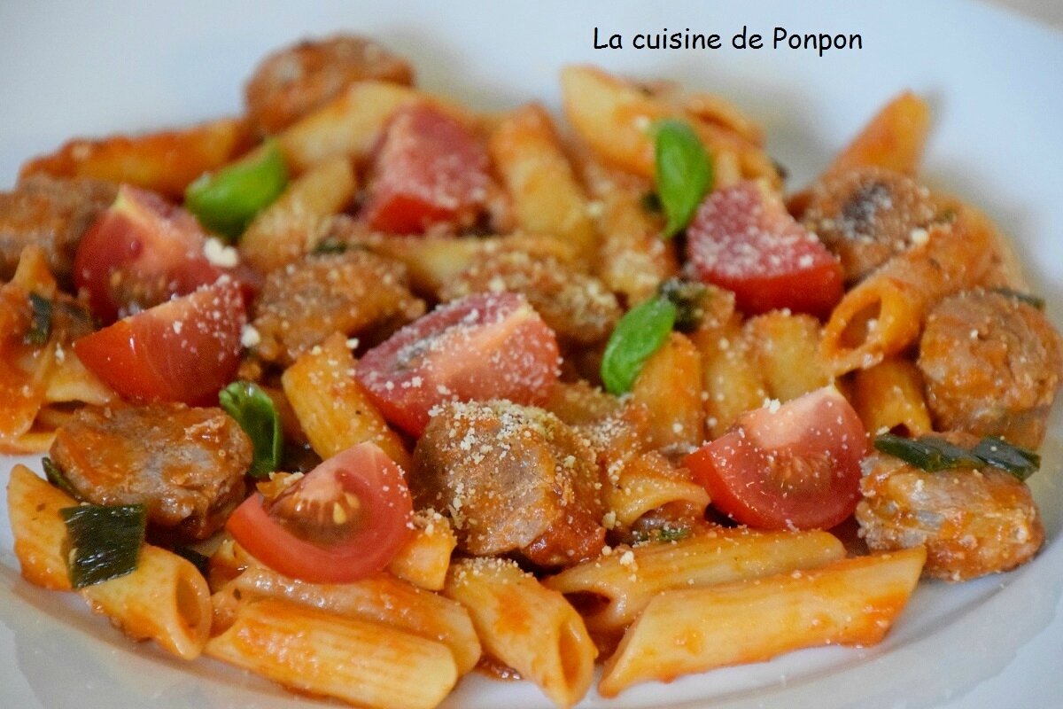 Saucisse Et Penne Sauce Tomate La Cuisine De Ponpon Rapide Et