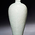 A rare qingbai tixi-style carved meiping, southern song dynasty (1127-1279)