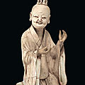 A rare qingbai partially-glazed figure of a daoist sage, southern song dynasty, 13th century
