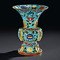 A very rare and exceptional imperial cloisonné enamel zun-form vase, xuande period (1426-1435)