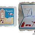 Carte kirigami pop-up : bord de plage et bateau à voile