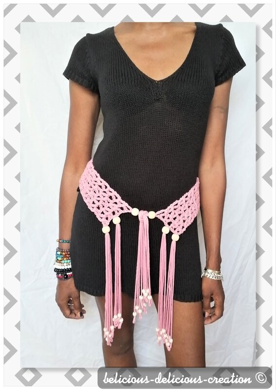 pink crochet belt 1