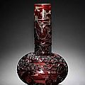 A ruby-red overlay, Beijing glass vase with cylindrical neck. Qianlong four-character mark © 2002-2010 Bonhams 1793 Ltd
