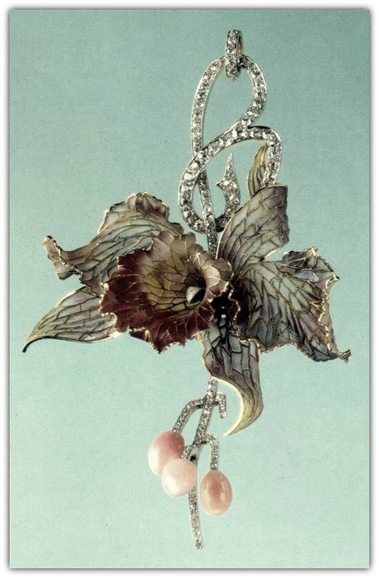 Art Nouveau enamel,diamond and conch pearl pendant brooch - Alain.R.Truong