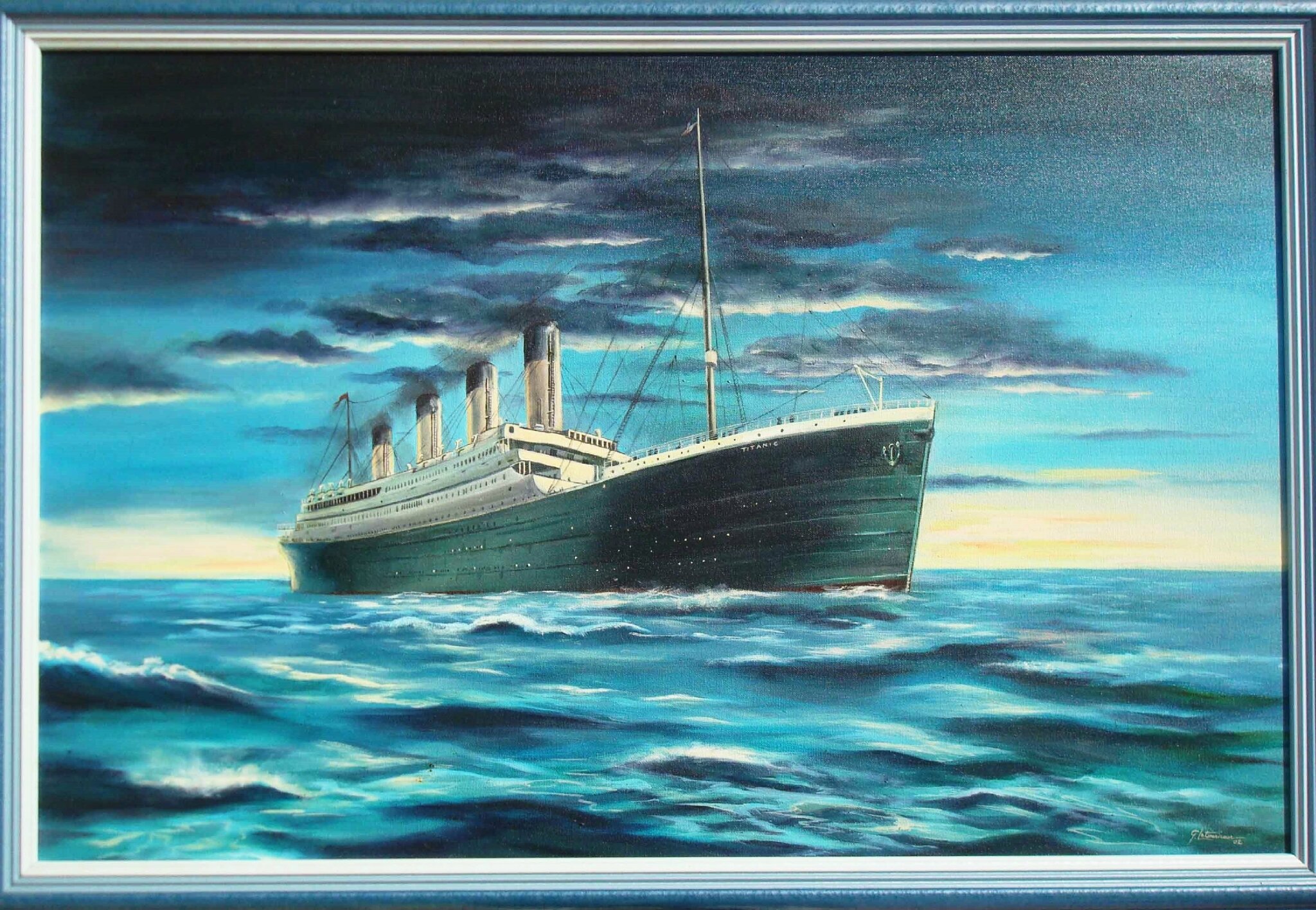 Peinture Titanic à vendre 2 - Peinture à l'huile sur toile - Dimension 1m X 0,68 m petit cadre compris