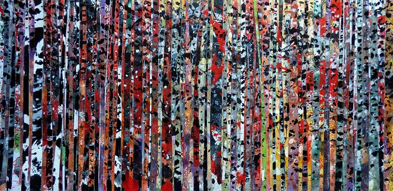 Forêt 63, aout 2016, techniques mixtes, 60 x 30 cm