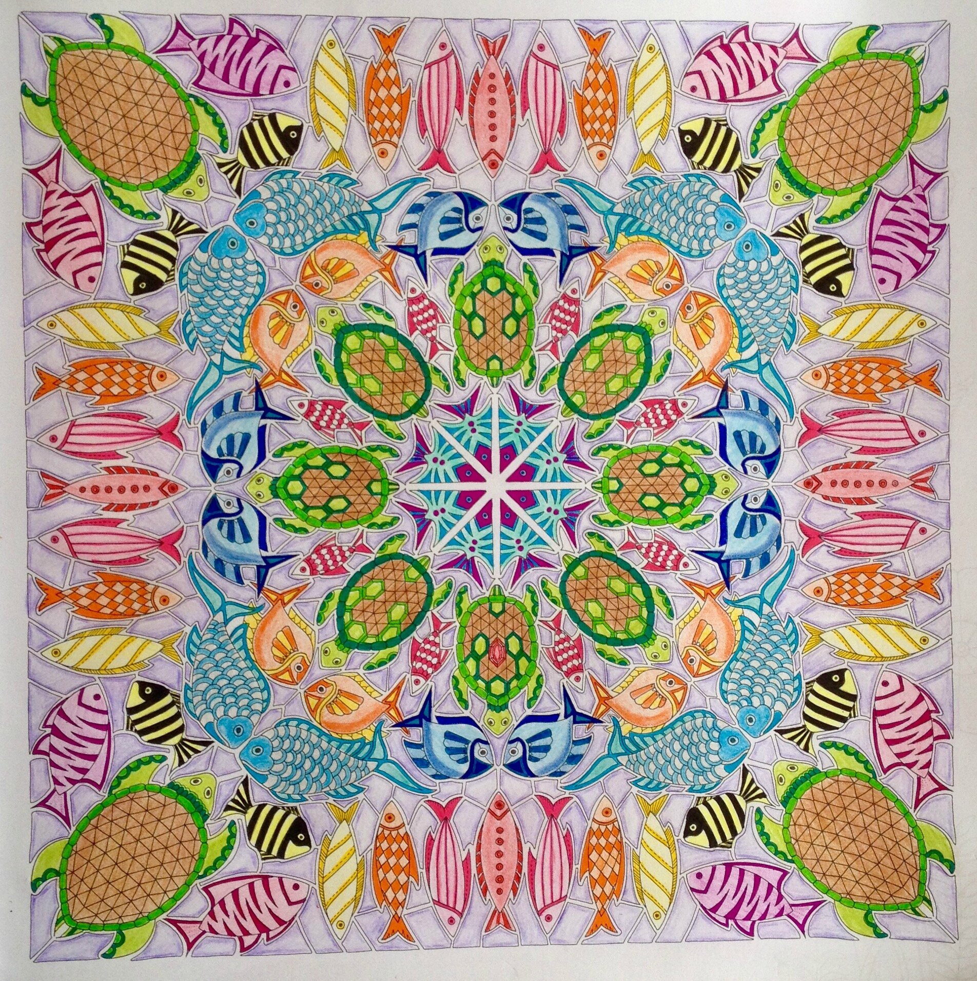 Coloriage 4 Océan Perdu Mandala Tortues Dans La Bulle