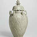 A celadon 'Grain' jar and cover, Five Dynasties - Northern Song dynasty
