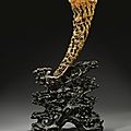 A Large Full-Tip Rhinoceros Horn Carving, Qing Dynasty, 19th Century