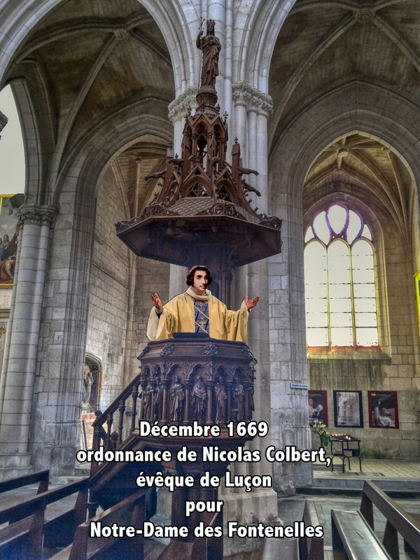 Décembre 1669 ordonnance de Nicolas Colbert, évêque de Luçon pour Notre-Dame des Fontenelles