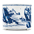 A blue and white brushpot, kangxi period (1662-1722)