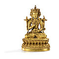 Statuette de maitreya en bronze doré, tibet, xve-xvie siècle