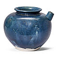 A blue and amber-glazed pouring vessel, Tang dynasty (618-907)