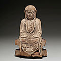 A painted wood figure of a seated monk, song dynasty (960-1279)