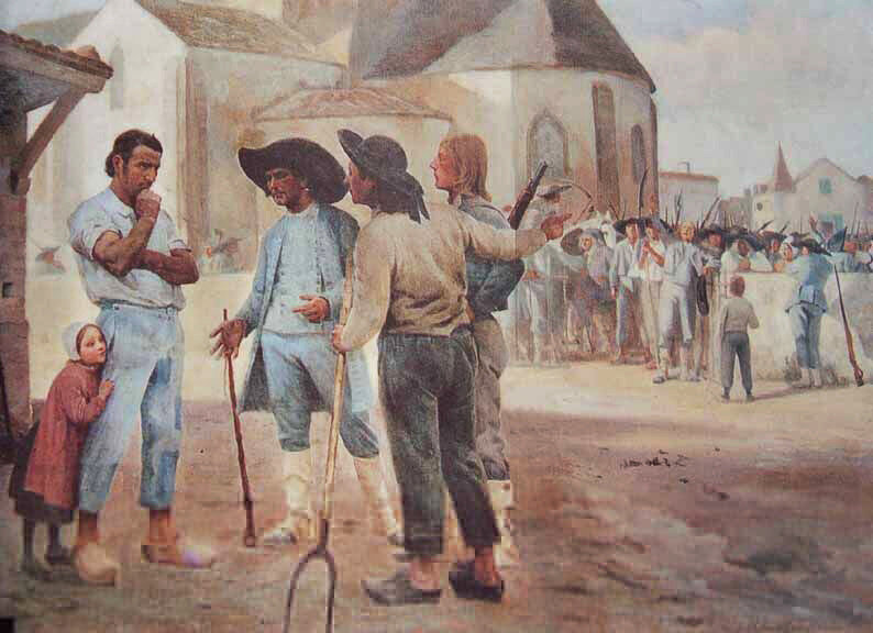 Les Vendéens demandent à Cathelineau de prendre la tête de l'insurrection, peinture de Jules Gabriel Hubert-Sauzeau