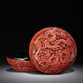 A cinnabar lacquer 'nine dragons' box and cover, qianlong period (1736-1795)