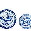 Two blue and white dishes, kangxi period (1662-1722)