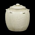 A Vietnamese white-glazed 'Lotus' jar and cover, Ly dynasty, 12th-13th century