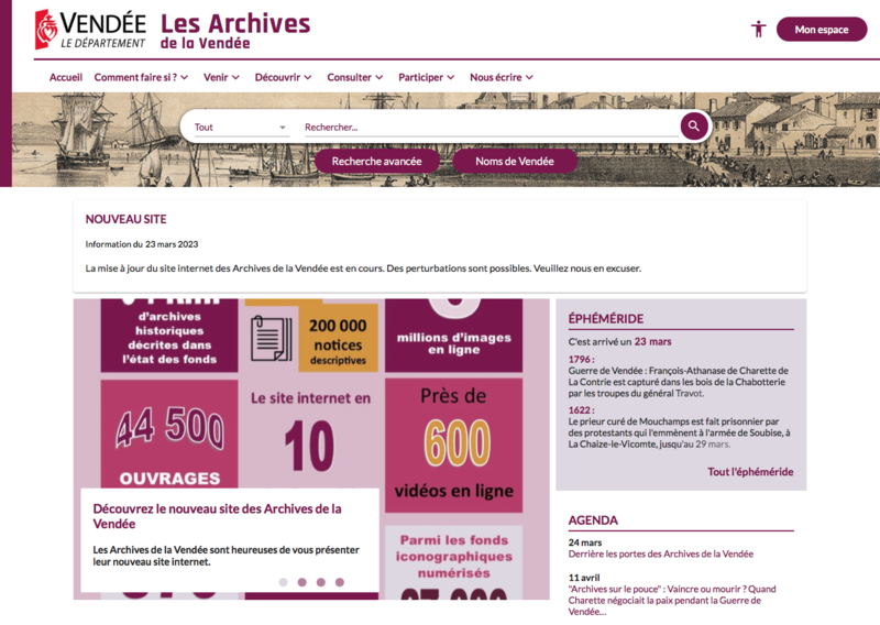 Les Archives de la Vendée renouvellent leur site internet