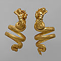 Pair of gold armbands, greek, hellenistic, ca. 200 b.c.