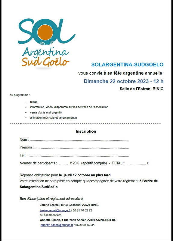 Invitation fete argentine 2023