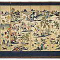 A silk eight-panel screen, korea, joseon dynasty, 19th century