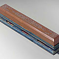 A rare bamboo veneer rectangular scroll weight, 18th century