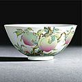 A fine 'famille-rose' 'peach' bowl, mark and period of yongzheng (1723-1735)