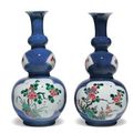A pair of blue-ground famille verte triple-gourd vases & a pair of blue-ground kendis. kangxi period @ christie's new york