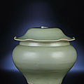 A large longquan celadon jar and cover, late yuan-early ming dynasty, 14th-15th century