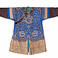 A blue silk court robe, jifu, 19th century