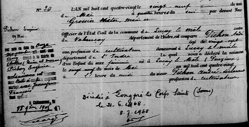 1880 N Eugénie Pichon à Luçay le Mâle