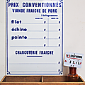 Vintage ... pancarte tarification * boucherie charcuterie 
