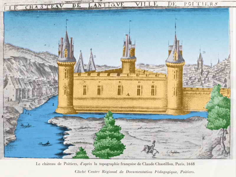Le château triangulaire de Poitiers d'après la topographie de Claude Chastillon 1648