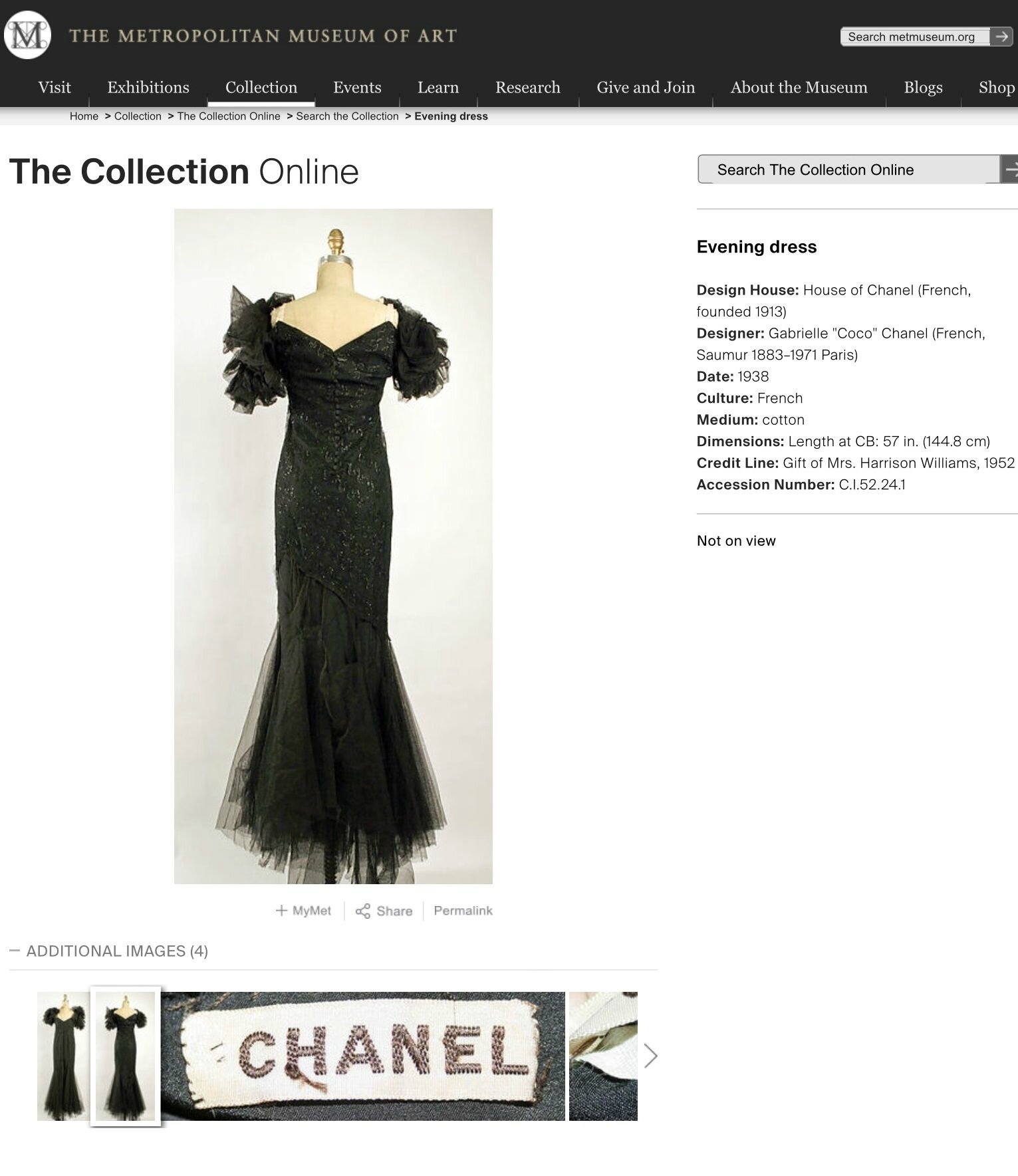 CHANEL Haute Couture, circa 1935-37. ROBE du SOIR en dentelle